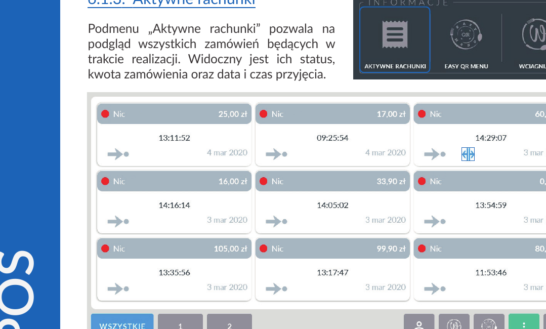Lista aktywnych rachunków w systemie ABS POS